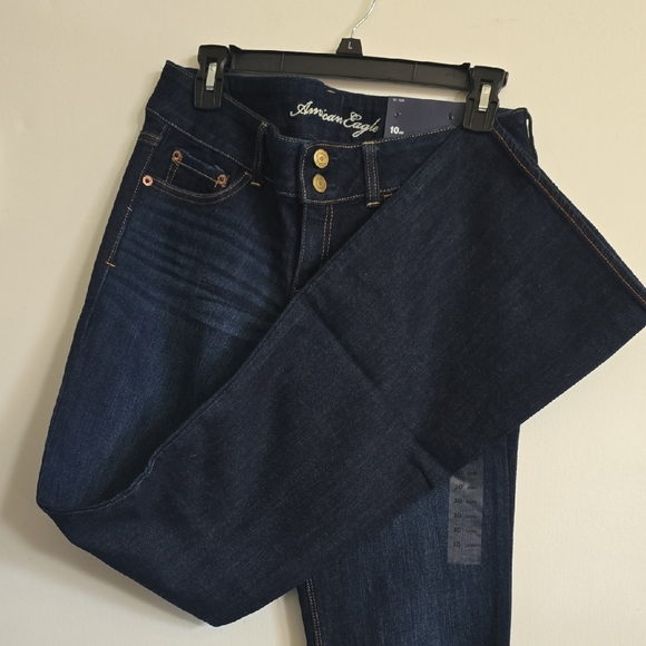 American Eagle Outfitters Women's Dark Blue High Rise Jeans - Picture 3 of 10
